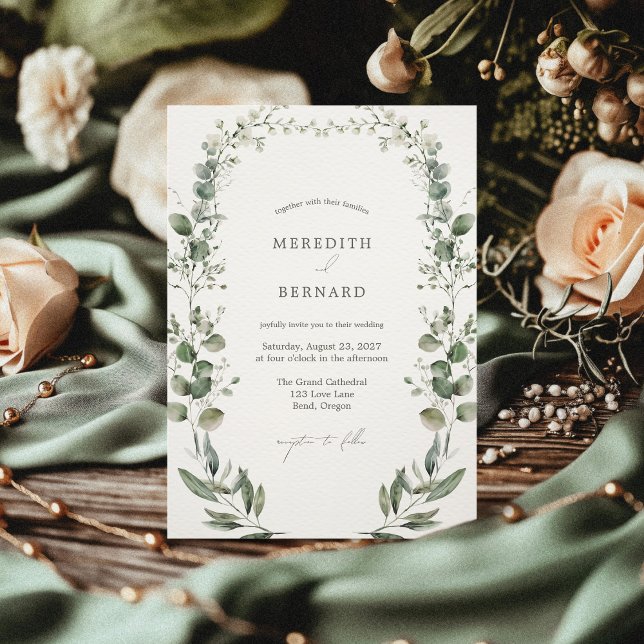Simple Elegant Botanical Wedding Invitation (Creator Uploaded)