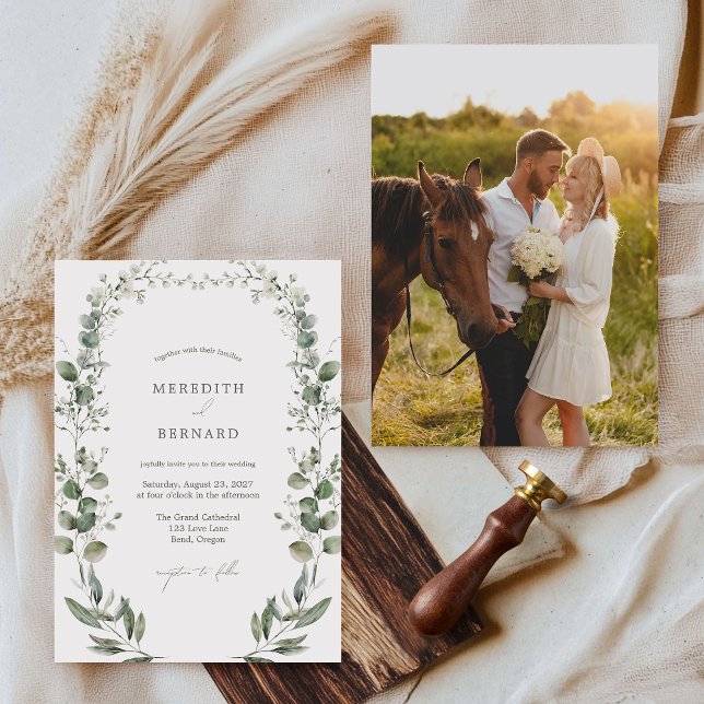 Simple Elegant Botanical Wedding Photo Invitation (Creator Uploaded)