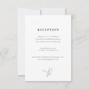 simple elegant botanical wedding reception card
