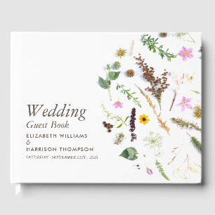 Simple Elegant Botanical Wild Flower Wedding Guest Book