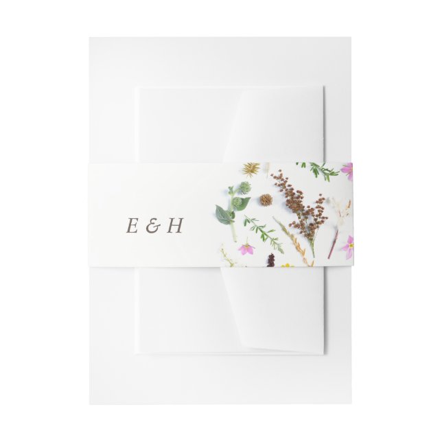 Simple Elegant Botanical Wild Flower Wedding Invitation Belly Band (Front Example)