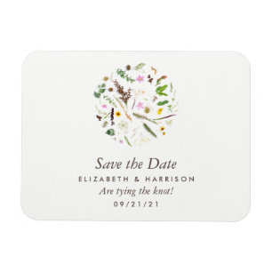 Simple Elegant Botanical Wild Flower Wedding Magnet
