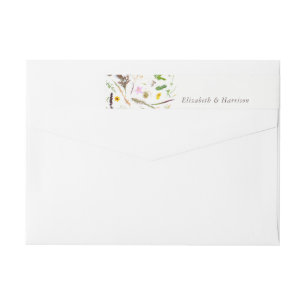 Simple Elegant Botanical Wild Flower Wedding Wrap Around Label