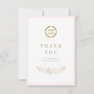 Simple elegant botanical with logo small business thank you card