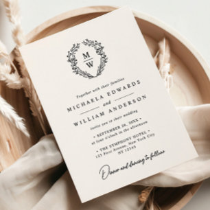 Simple Elegant Botanical Wreath Text Only Wedding Invitation