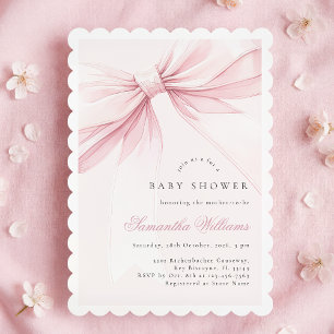 Simple Elegant Bow Baby Shower Invitation