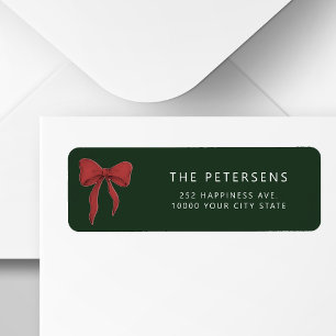 Simple elegant bow green holiday return address