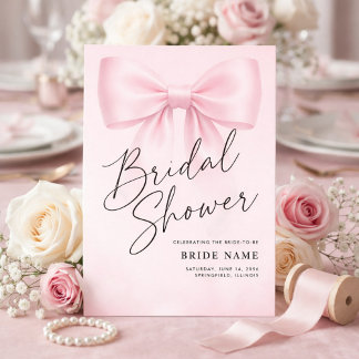 Simple Elegant Bow Stripe Bridal Shower Invitation