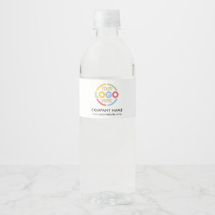 Simple Elegant Branded Black White Business Logo Water Bottle Label