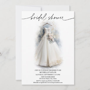 Simple Elegant Bridal Dress White Roses Invitation