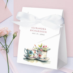 Simple Elegant Bridal Floral Tea Party Watercolor Favour Box