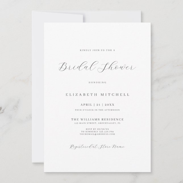 Simple Elegant Bridal Shower Invitation (Front)