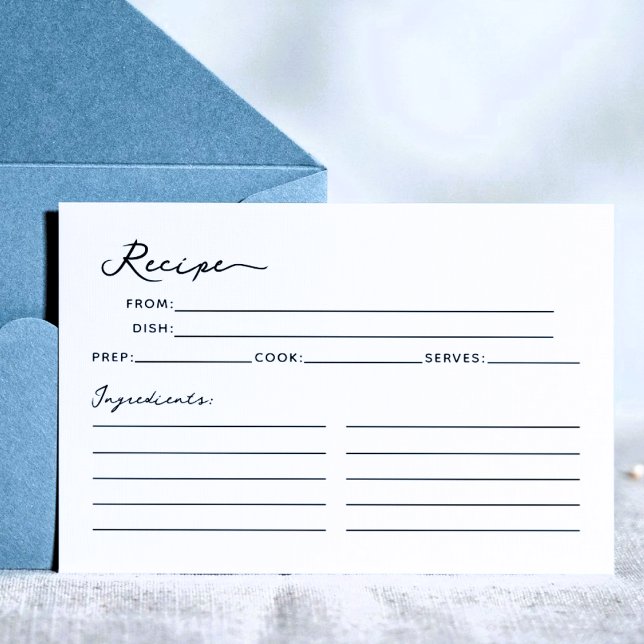 Simple Elegant Bridal Shower Recipe Card (Creator Uploaded)