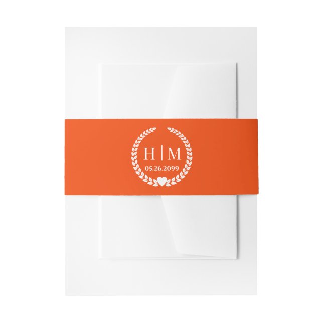 Simple Elegant Bride and Groom Initials Monogram Invitation Belly Band (Front Example)