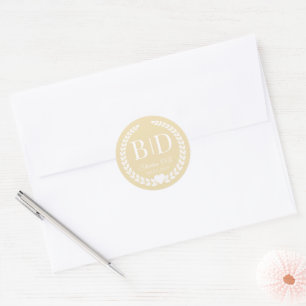 Simple Elegant Bride and Groom Monogram Classic Round Sticker
