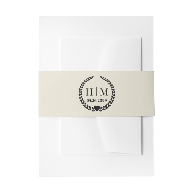 Simple Elegant Bride and Groom Monogram  Invitation Belly Band (Front Example)
