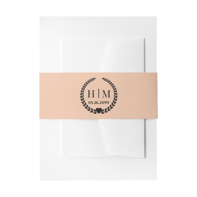 Simple Elegant Bride and Groom Monogram  Invitation Belly Band (Front Example)