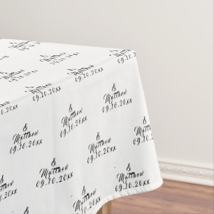 Simple Elegant Bride and Groom Names Wedding Tablecloth