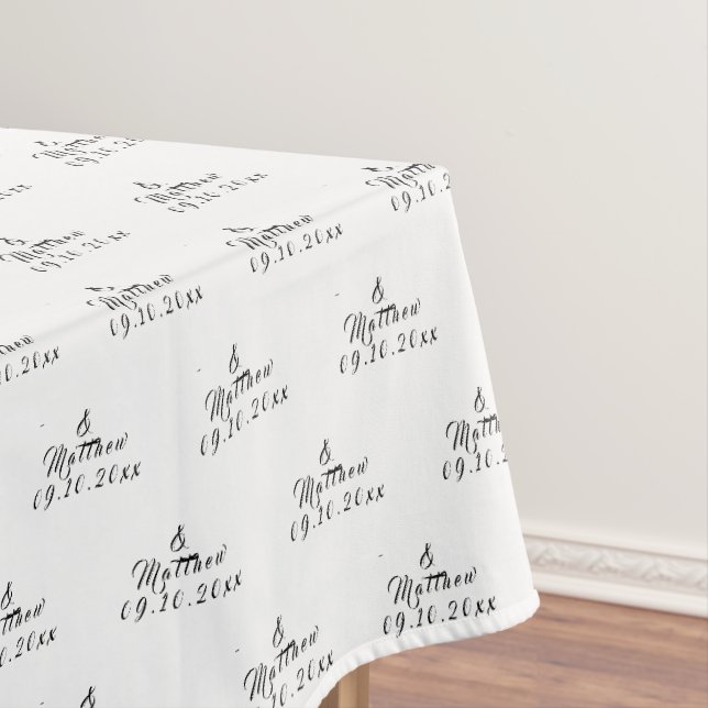 Simple Elegant Bride and Groom Names Wedding Tablecloth (In Situ)