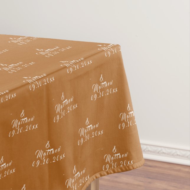 Simple Elegant Bride and Groom Names Wedding Tablecloth (In Situ)