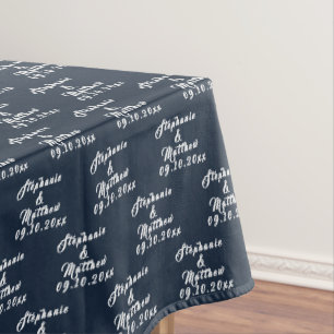 Simple Elegant Bride and Groom Names Wedding Tablecloth