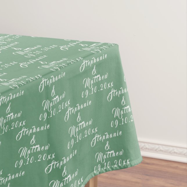 Simple Elegant Bride and Groom Names Wedding Tablecloth (In Situ)