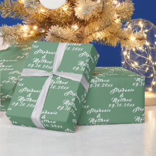 Simple Elegant Bride and Groom Names Wedding Wrapping Paper
