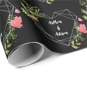 Simple Elegant Bride & Groom Names Wedding  Wrapping Paper