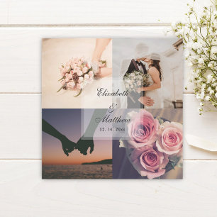 Simple Elegant Bride & Groom Photo Collage Wedding Magnetic Invitation