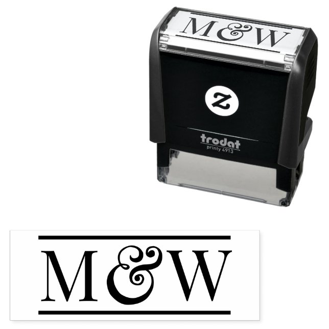 Simple Elegant Bride Groom Wedding 2 Init Monogram Self-inking Stamp (In Situ)