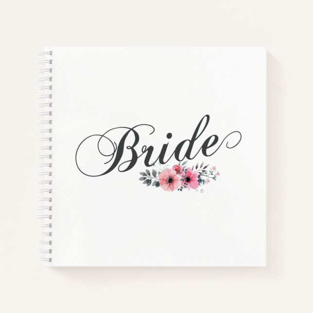 Simple & Elegant Bride Pink Floral | Notebook (Front)