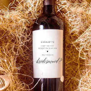 Simple Elegant Bridesmaid Proposal Wine Label
