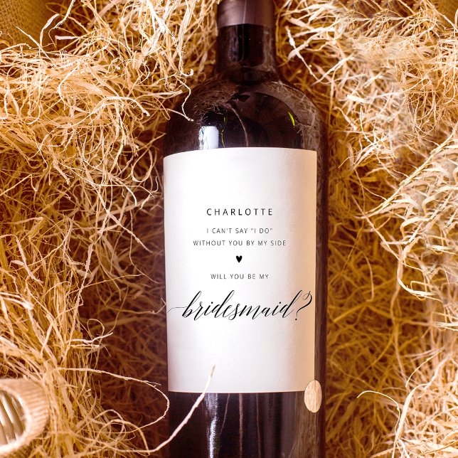 Simple Elegant Bridesmaid Proposal  Wine Label (Creator Uploaded)