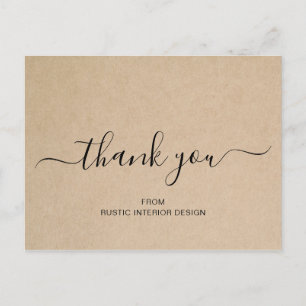 Simple Elegant Brown Business Thank You Postcard