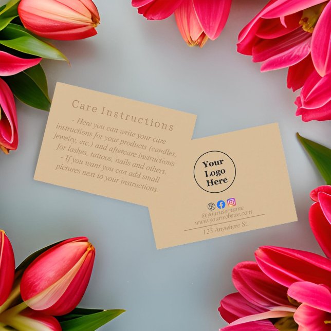 Simple elegant brown Care Instruction Card (Creator Uploaded)