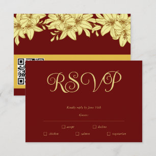 Simple Elegant Burgundy & Gold RSVP Card