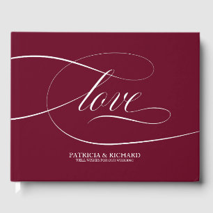 Simple Elegant Burgundy Marsala Wedding Guest Book