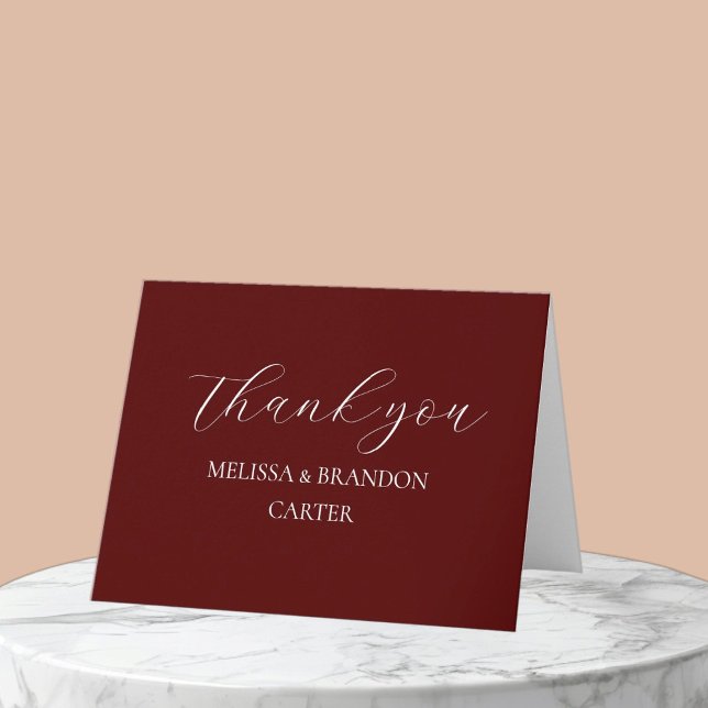 Simple Elegant Burgundy Modern Wedding Thank you  Card (Creator Uploaded)
