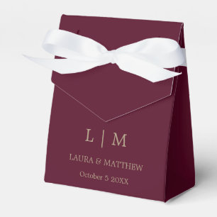 Simple Elegant Burgundy Monogram Wedding Favour Box