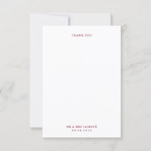 Simple Elegant Burgundy with photo Wedding Thank You Card