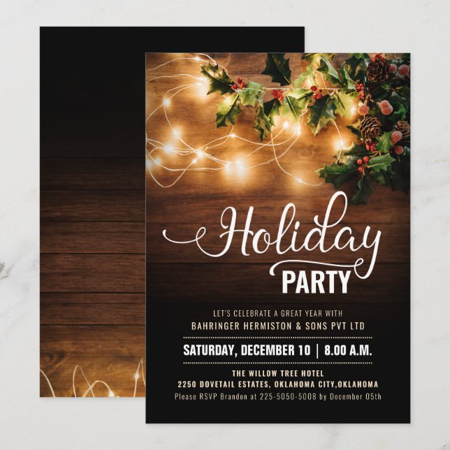 Simple Elegant Business Christmas Holiday Party Invitation (Front/Back)