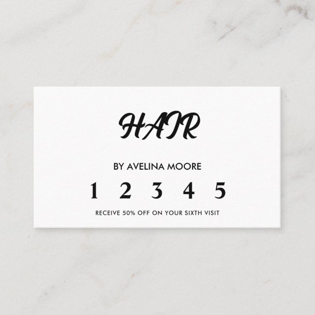 Simple elegant business light beauty salon loyalty card (Front)