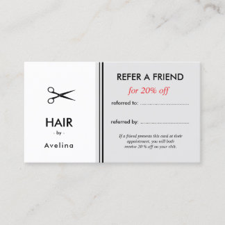 Simple elegant business light beauty salon referral card