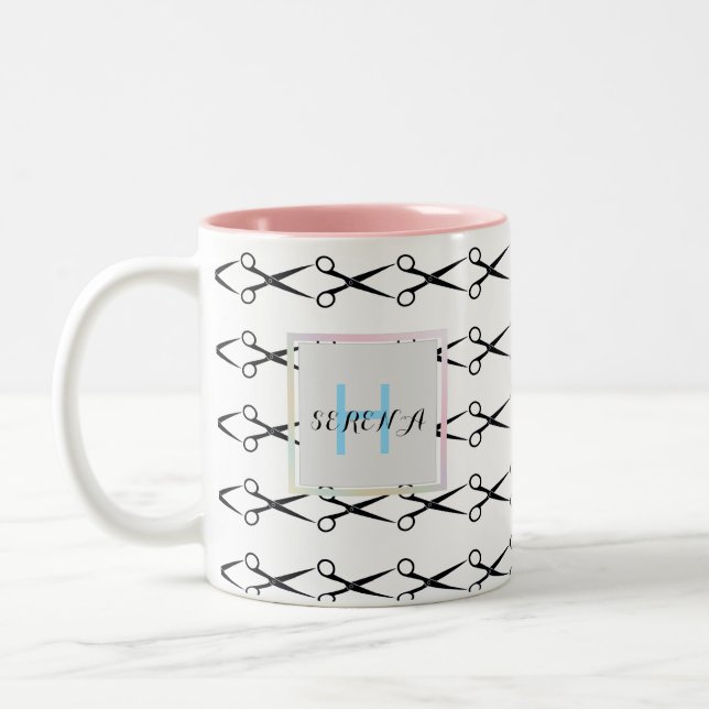 Simple elegant business light beauty salon Two-Tone coffee mug (Left)