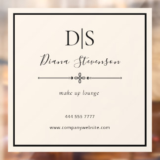 Simple Elegant Business Salon Name Initial Beige Window Cling