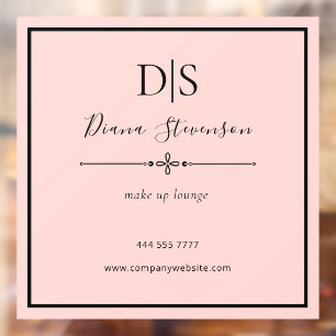 Simple Elegant Business Salon Name Initial Pink Window Cling