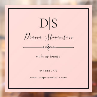 Simple Elegant Business Salon Name Initial Pink Window Cling