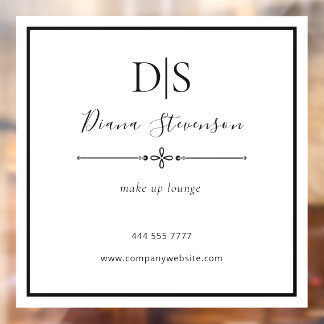 Simple Elegant Business Salon Name Initial White Window Cling