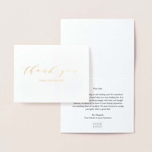 Simple Elegant Business Thank you Gold Foil Card (Display)