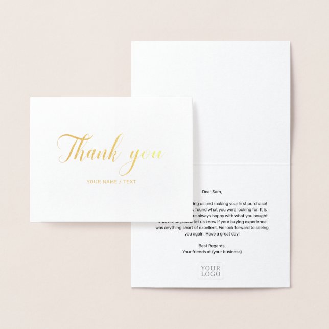 Simple Elegant Business Thank you Gold Foil Card (Display)